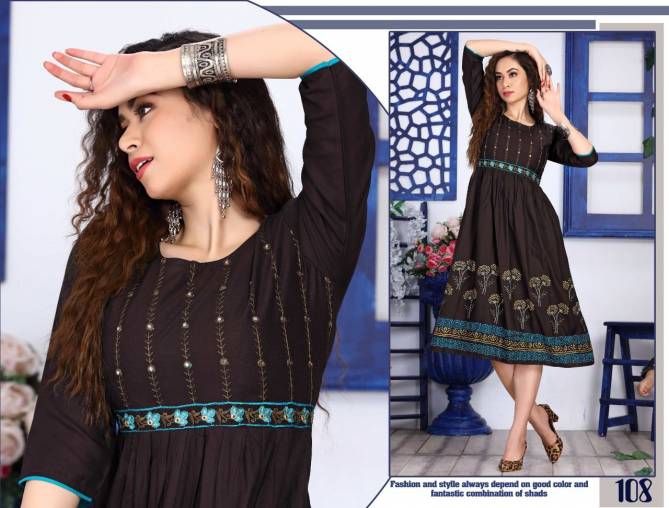 Sheza 101 Rayon Printed Designer Ethnic Wear Anarkali Kurti Collection